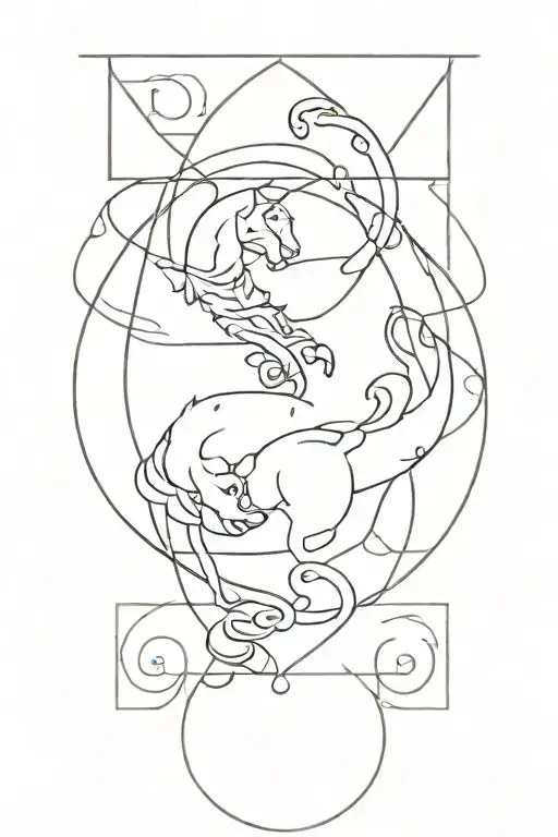 Leo x Gemini zodiac sign combined tattoo design idea