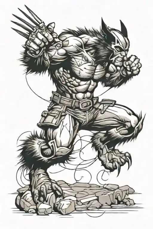crazy wolverine hunting tattoo design idea