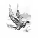 albanian eagle with a warrior in front tattoo design idea