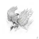 albanian eagle with a warrior in front tattoo design idea