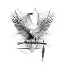 albanian eagle with a warrior in front tattoo design idea