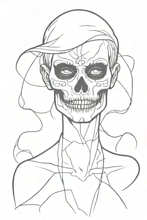 scary lady skull evil tattoo design idea