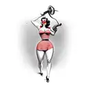 pin up girl army full body tattoo design idea