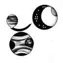 moon phases with line work and all four symbols for the elements  tattoo design idea