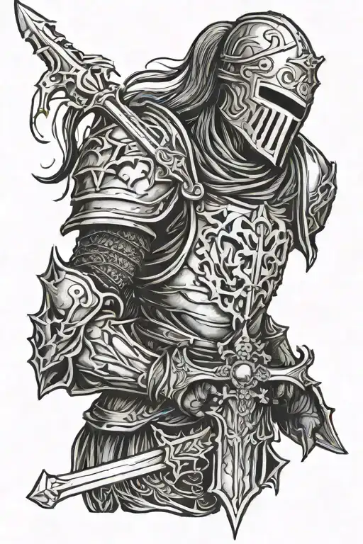 Undead knight with cross tattoo design idea