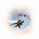 An adrenaline-filled skydiver diving towards a breathtaking sunset tattoo design idea