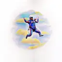 An adrenaline-filled skydiver diving towards a breathtaking sunset tattoo design idea