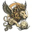 lion and moon tattoo design idea