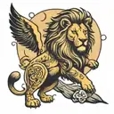 lion and moon tattoo design idea