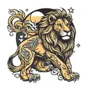 lion and moon tattoo design idea