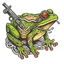 fancy frog with gun tattoo design idea