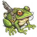 fancy frog with gun tattoo design idea