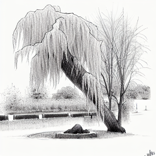 weeping willow growing out of a grave tattoo design idea