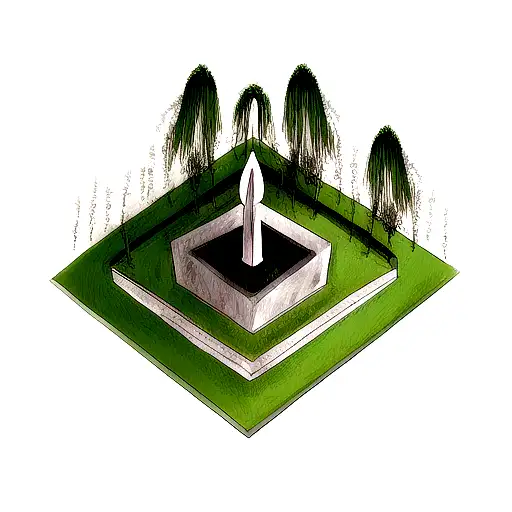 weeping willow growing out of grave with swords tattoo design idea