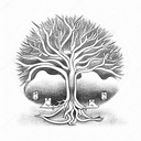 tree of life growing out of grave tattoo design idea