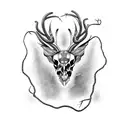 snake with stag skull and spider webs and vines and moth  tattoo design idea