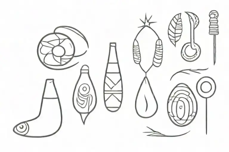 opele ifa orishas oxum and ogum and quimbanda ritual objects tattoo design idea