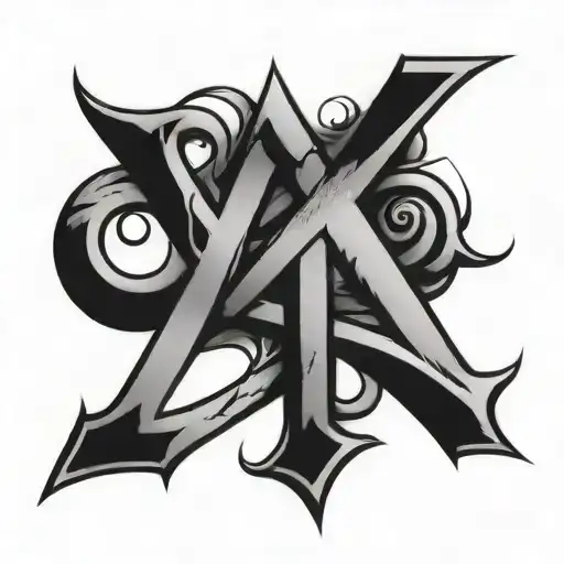 letters KPJJ combined symbol consisting tattoo design idea