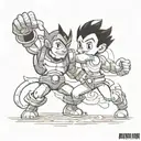 astro boy fighting black dog  tattoo design idea