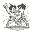 astro boy fighting black dog  tattoo design idea