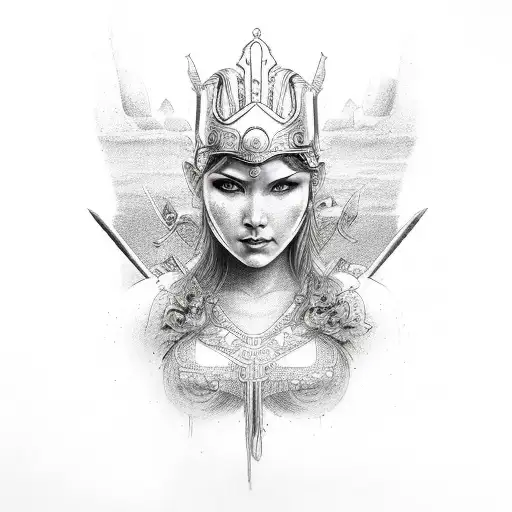 warrior goddess free from breast cancer tattoo design idea