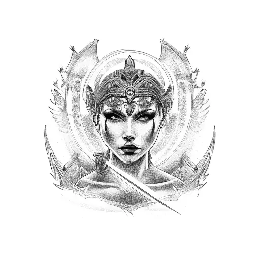warrior goddess free from breast cancer tattoo design idea