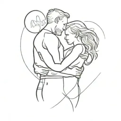 Mom and dad hugging their one year old son tattoo design idea