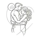 Mom and dad hugging their one year old son tattoo design idea