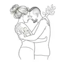 Mom and dad hugging their one year old son tattoo design idea