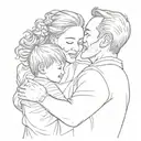 mom and dad hug their son tattoo design idea