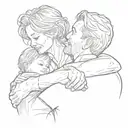 mom and dad hug their son tattoo design idea