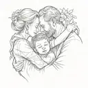 mom and dad hug their son tattoo design idea