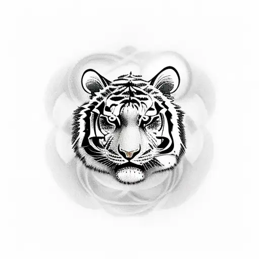 tornado and tiger and flower tattoo design idea
