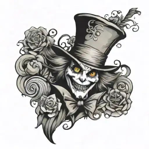 Neo-Traditional "We're All Mad Here Mad Hatter" Tattoo evil tattoo design idea
