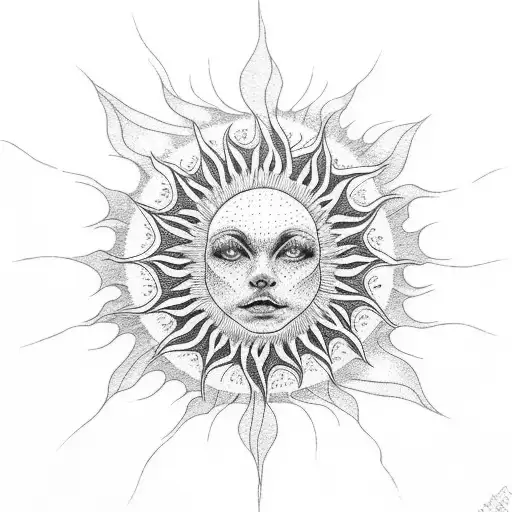 sun reflecting on water with waves tattoo design idea