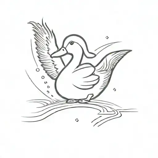 Duck doodle simple tattoo think outside the box fine line guitar wine tattoo design idea