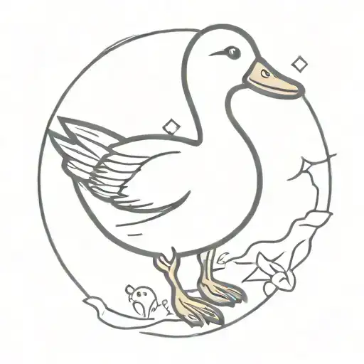 Duck doodle simple tattoo think outside the box fine line tattoo design idea