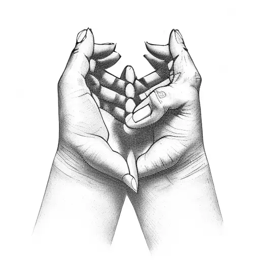 two peace hands touching tattoo design idea