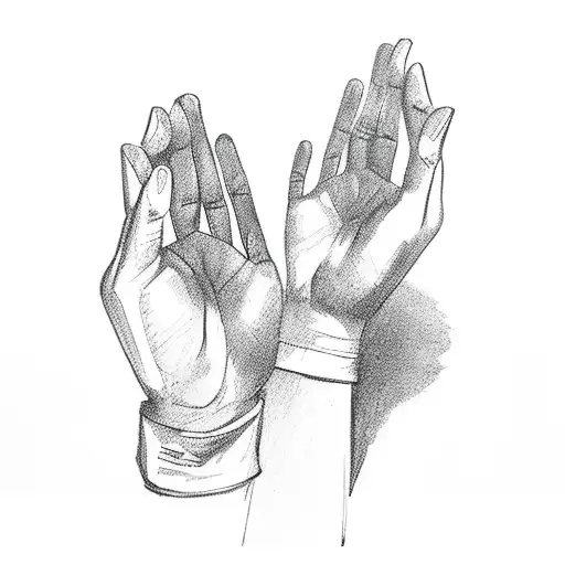 two hands showing peace sign touching tattoo design idea