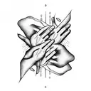 two peace hands touching tattoo design idea