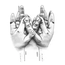 two peace hands touching tattoo design idea