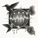 A heartbeat waveform morphing into a constellation of magical creatures tattoo design idea