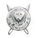 pocket watch with wings tattoo design idea