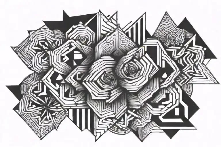 asymmetrical lines tattoo design idea