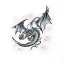 dragon spine tattoo with moon tattoo design idea