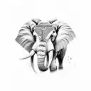 Depict an elephant and an eagle facing off in a football match in a bold and striking design tattoo design idea