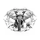 Depict an elephant and an eagle facing off in a football match in a bold and striking design tattoo design idea