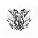 Depict an elephant and an eagle facing off in a football match in a bold and striking design tattoo design idea