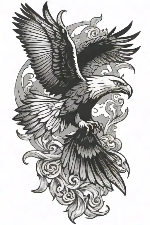 eagle and dove flying tattoo design idea