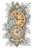 wood and clock Slavic tattoo design idea